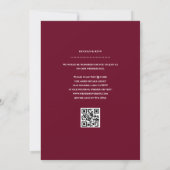 Minimalistische Burgundy Trouwdatum QR-code Kaart (Achterkant)