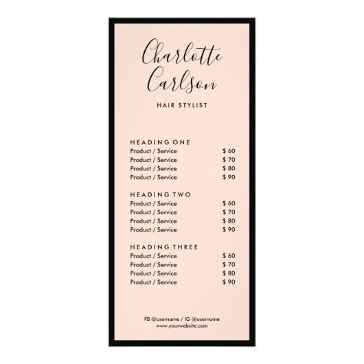 Minimalistische Business Chic Blush Pink Reclamekaart (Voorkant)