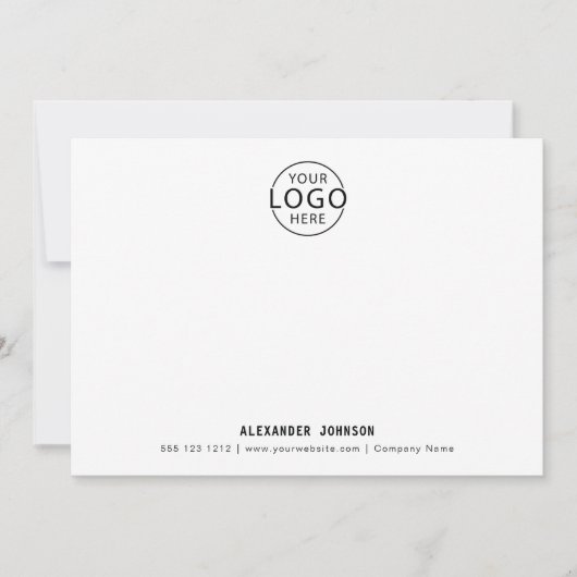 Minimalistische Business Custom Logo Professional Notitiekaartje (Voorkant)