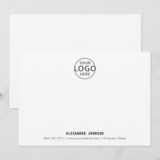 Minimalistische Business Custom Logo Professional Notitiekaartje (Voorkant / Achterkant)