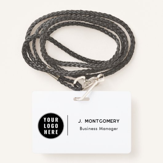 Minimalistische Business Logo Medewerkers Aangepas Badge (Voorkant met draagriem)