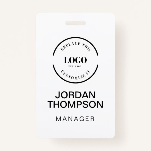 Minimalistische Business Logo QR code Medewerker Badge (Voorkant)