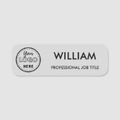 Minimalistische Business Logo Soft Grey Medewerker Naamplaatje (Voorkant)