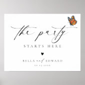 Minimalistische Butterfly Wedding Welkomstbord Poster (Voorkant)