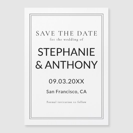 Minimalistische BW Monogram Wildflower Wedding (Voorkant)