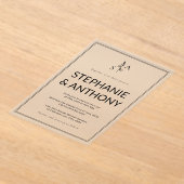 Minimalistische BW Monogram Wildflower Wedding Acryl Uitnodigingen (Laagn)