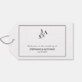 Minimalistische BW Monogram Wildflower Wedding Cadeaulabel (Achterkant Horizontaal)