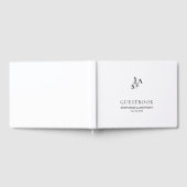 Minimalistische BW Monogram Wildflower Wedding Gastenboek (Volledig)