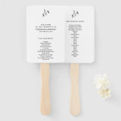Minimalistische BW Monogram Wildflower Wedding Handwaaier (Voorkant en achterkant)