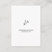 Minimalistische BW Monogram Wildflower Wedding Informatiekaartje (Achterkant)