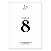 Minimalistische BW Monogram Wildflower Wedding Kaart (Achterkant)