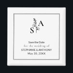 Minimalistische BW Monogram Wildflower Wedding Magneet<br><div class="desc">Voeg een vleugje elegantie toe aan uw bruiloft met deze monogrammed wilde bloem,  bewaar de datummagneet,  ontworpen om minimalistische en op natuur geïnspireerde stijlen aan te vullen. Ideaal voor het toevoegen van een uniek detail aan uw bruiloft,  deze magneet brengt tijdloze sophisticatie voor elke gelegenheid.</div>