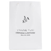 Minimalistische BW Monogram Wildflower Wedding Medium Cadeauzakje (Voorkant)