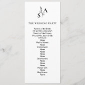 Minimalistische BW Monogram Wildflower Wedding Programmakaart (Achterkant)