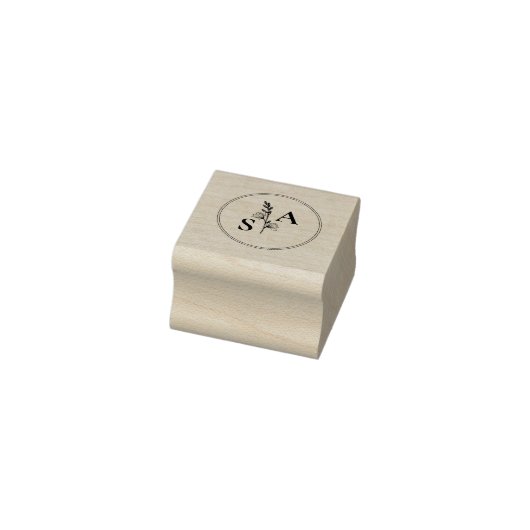 Minimalistische BW Monogram Wildflower Wedding Rubberstempel (Stempel)