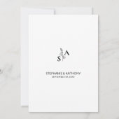Minimalistische BW Monogram Wildflower Wedding Save The Date (Achterkant)