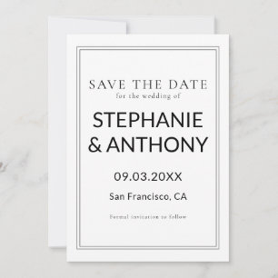 Minimalistische BW Monogram Wildflower Wedding Save The Date
