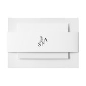 Minimalistische BW Monogram Wildflower Wedding Uitnodigingen Wikkel (Voorkant Voorbeeld)