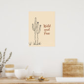 Minimalistische Cactus Line Art Poster (Keuken)