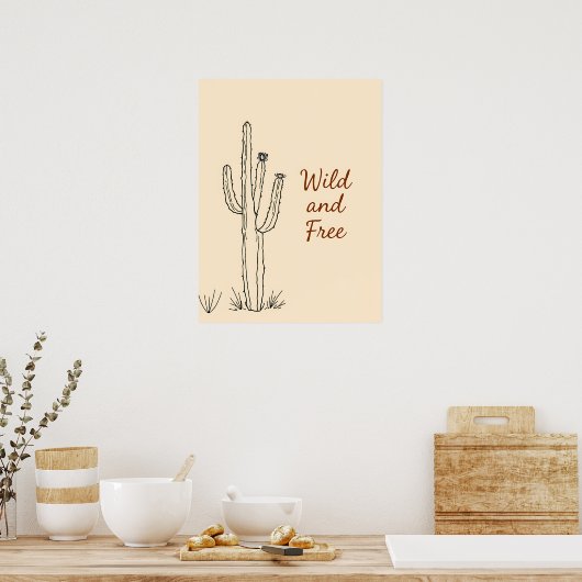 Minimalistische Cactus Line Art Poster (Keuken)