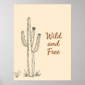 Minimalistische Cactus Line Art Poster (Voorkant)