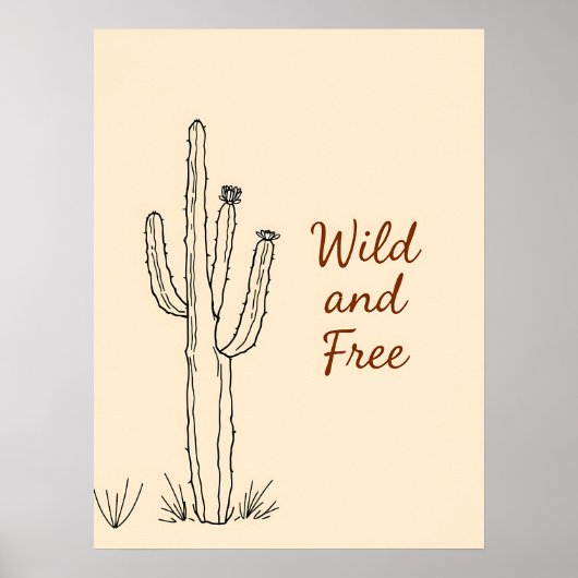 Minimalistische Cactus Line Art Poster (Voorkant)