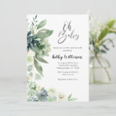 Minimalistische Cactus Modern Baby shower Boy Girl Kaart (Staand voorkant)