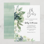 Minimalistische Cactus Modern Baby shower Boy Girl Kaart (Voorkant / Achterkant)