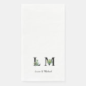 Minimalistische Cactus Monogram Naam Wit Servet (Voorkant)