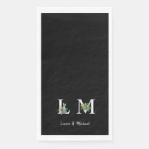 Minimalistische Cactus Monogram Naam Zwart