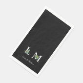 Minimalistische Cactus Monogram Naam Zwart Servet (Hoek)