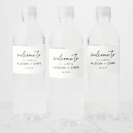 Minimalistische cadeaus voor onze bruiloft waterfles etiket