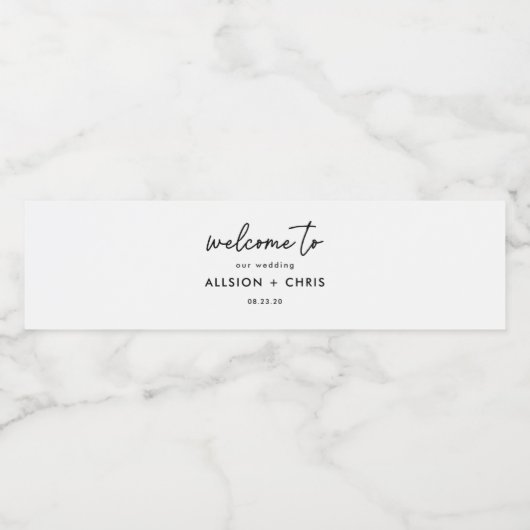 Minimalistische cadeaus voor onze bruiloft waterfles etiket (Enkel label)