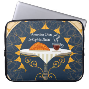 Minimalistische Café au Lait-Franse typografie Laptop Sleeve