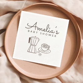 Minimalistische cafethematische babyshower servet