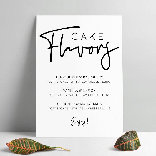 Minimalistische cake smaken menu Simple Script Fon Poster
