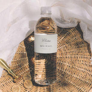 Minimalistische Calligrafie Huwelijksredactie Waterfles Etiket