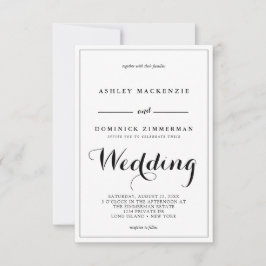 Minimalistische Calligrafie - Zwarte-Grensbruiloft Kaart