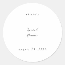 Minimalistische Calligraphy Bruidsdouche Klassieke Ronde Sticker