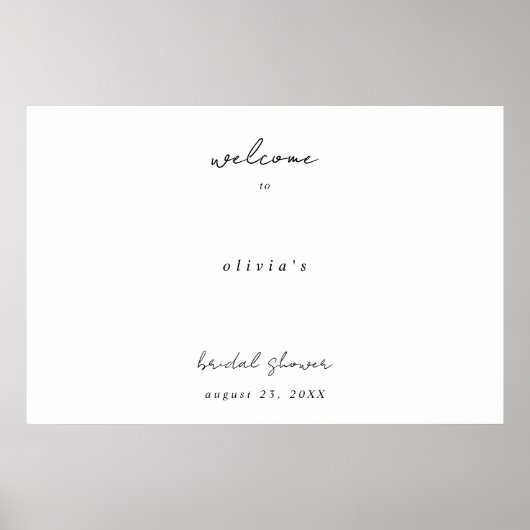 Minimalistische Calligraphy Bruidsfeest Verwelkomi Poster (Voorkant)