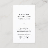 Minimalistische camerafotograaf visitekaartje (Achterkant)