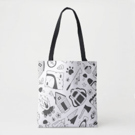 Minimalistische Camping Canvas tas – Zwart & Wit