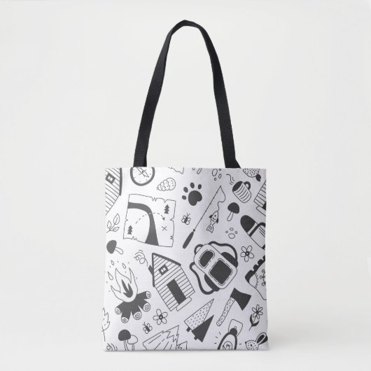 Minimalistische Camping Canvas tas – Zwart & Wit (Voorkant)