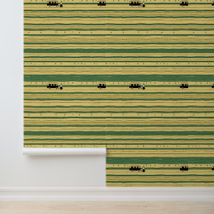 Minimalistische Camping Scene: Retro Van en Abstra Behang