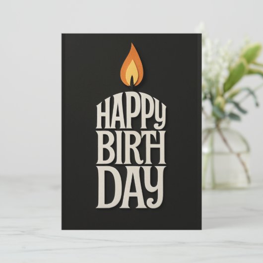 Minimalistische Candle Flame Verjaardag Kaart (Staand voorkant)
