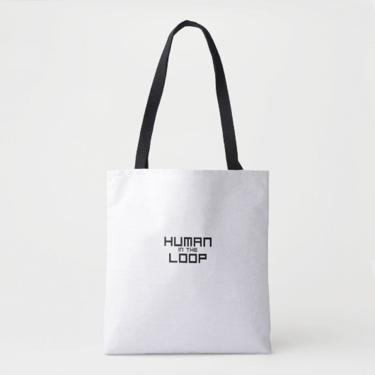 Minimalistische canvas tas met 'Human in the Loop' (Voorkant)