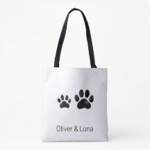 Minimalistische canvas tas met twee hondenpootjes 