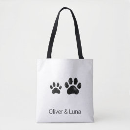 Minimalistische canvas tas met twee hondenpootjes 