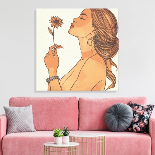 Minimalistische Canvasprint van Vrouwelijke Schoon Canvas Afdruk (Insitu (Woonkamer))