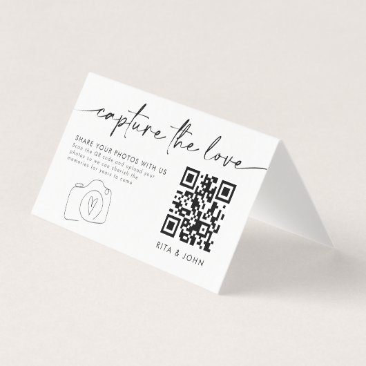 Minimalistische Capture The Love QR-code Gevouwen Kaart (Voorkant)